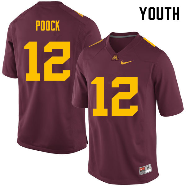 Youth #12 Cody Poock Minnesota Golden Gophers College Football Jerseys Sale-Maroon